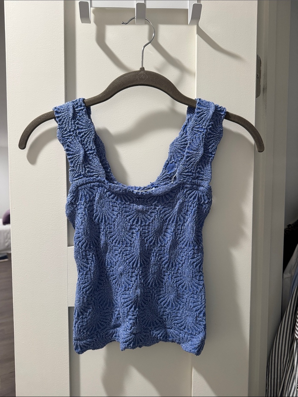 Free People Blue Textured Sleeveless Knit Tank Top - Unbranded